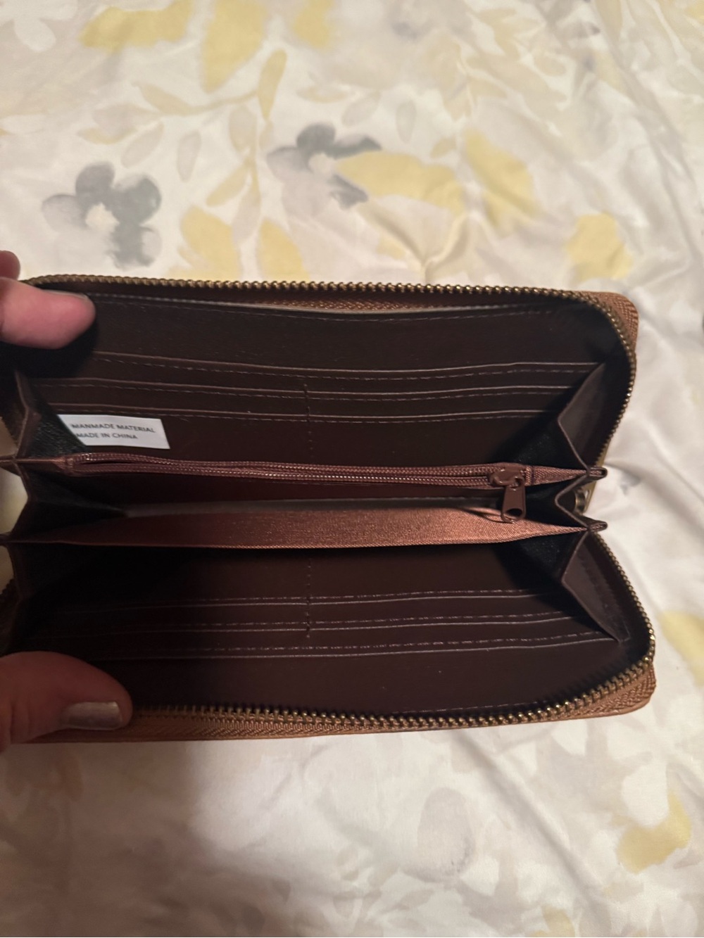 Source Unknown Brown Laser-Cut Zip-Around Wallet with Gold Accents - Picture 2 of 5